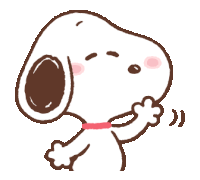 a cartoon of snoopy blowing a kiss with a pink collar