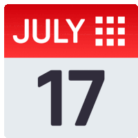 a red and white calendar shows that july 17 is the 17th