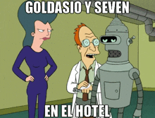 goldasio y seven en el hotel is written on the cartoon