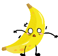 a cartoon drawing of a banana with arms and legs and a surprised look on its face