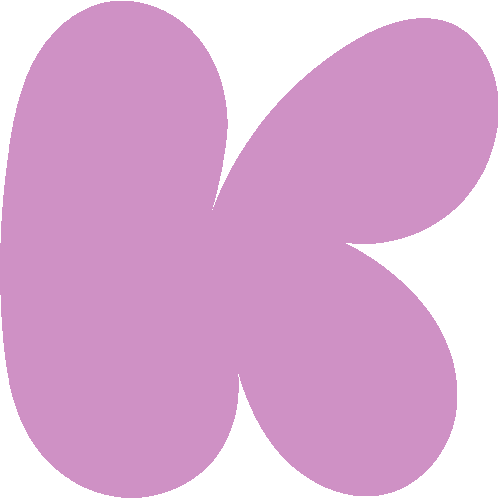 a purple letter k with a white background