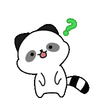 a cartoon drawing of a panda with a question mark above its head