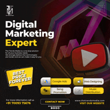 an advertisement for the trends media says that they are a digital marketing expert