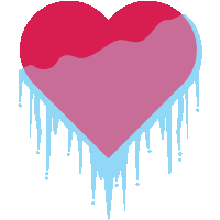 a red heart with ice dripping from it