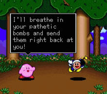 a video game screen shows kirby and ice climber talking to each other