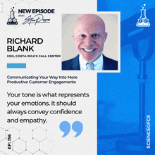 a poster with richard blank on it and a quote