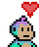 a pixel art monkey with a red heart above its head