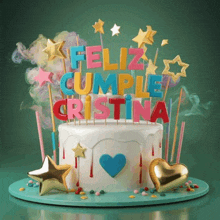 a birthday cake with the name cristina written on it