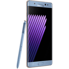 a samsung phone with a blue s pen