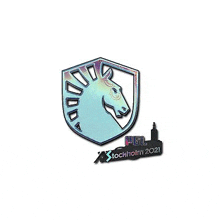 it is a badge with a horse on it that looks like a shield .