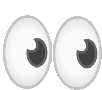 a pair of white cartoon eyes with a black pupil on a white background