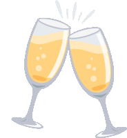 two glasses of champagne are toasting together with bubbles coming out of them