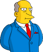 a cartoon man in a blue suit and tie