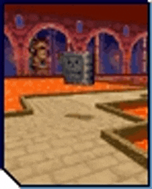 a picture of a video game scene with a brick floor and a brick wall .