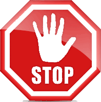 a stop sign with a hand in the middle