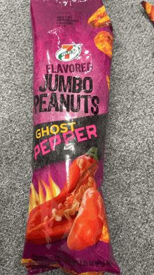 a bag of jumbo peanuts with ghost pepper flavoring