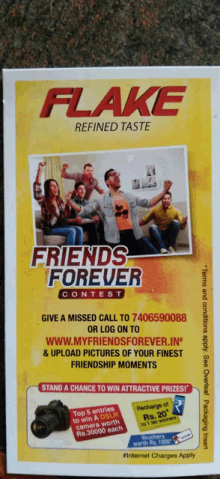 a flyer for flake refined taste with a picture of a group of people