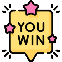 a yellow speech bubble with the words " you win " on it