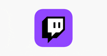 a purple square with a black and white twitch logo in it