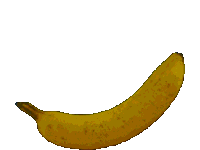 a yellow banana on a white background with a black stem