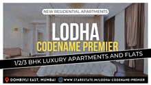 an ad for lodha codename premier luxury apartments in mumbai