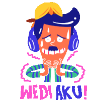 an illustration of a man wearing headphones with the words wedi aku below him