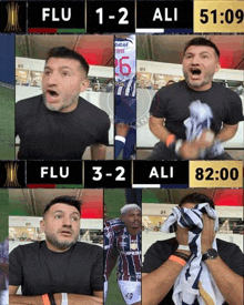 a collage of images of a man with the words flu 1-2 ali on the top