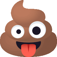 a cartoon illustration of a pile of poop with a tongue sticking out