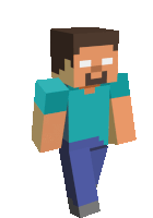 a minecraft character with a beard and white eyes is walking