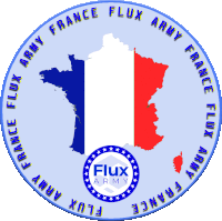 a blue circle with a map of france and the words france flux army