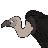 a cartoon drawing of a vulture with a very long neck