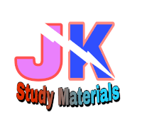 a logo for jk study materials has a lightning bolt in the middle