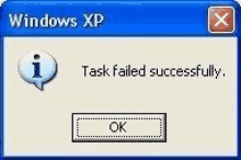 a windows xp window shows that the task failed successfully