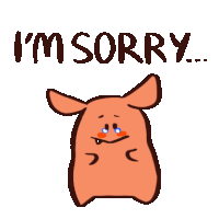 a cartoon pig is crying with the words i 'm sorry below it