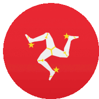 a red circle with a man 's legs and two stars on it