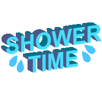 a sign that says shower time with drops of water on it