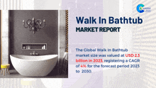 a bathtub with the words walk in bathtub market report written on it