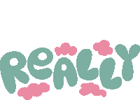 a logo for really with pink clouds around it