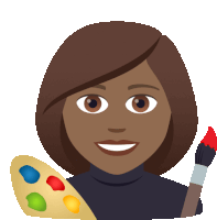 a cartoon of a woman holding a palette and brush