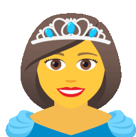 an emoji of a woman wearing a blue dress and tiara