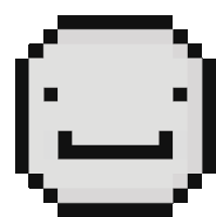 a pixel art of a smiley face with a black border and a smile .