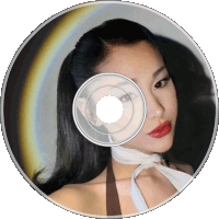 a picture of a woman on a cd with a rainbow in the background