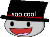 a cartoon character wearing a top hat that says soo cool on it