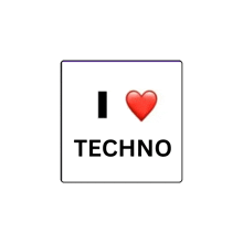 a sign that says " i love techno " with a red heart