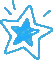 a blue star with two rays coming out of it on a white background .