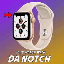 a white apple watch with the words " dat watch with da notch " above it