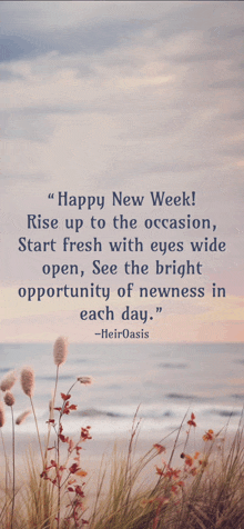 a quote by heir oasis says happy new week