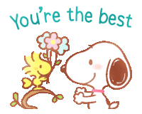 a cartoon drawing of snoopy and woodstock with the words you 're the best