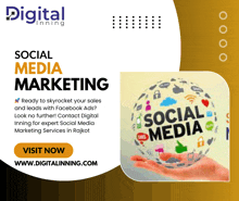 an ad for social media marketing shows a hand holding a social media globe