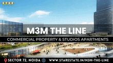 an ad for m3m the line commercial property & studios apartments